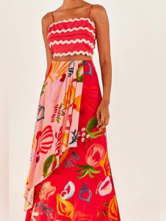FARM Rio Dresses & Skirts - Farm Rio Mixed Fruits Ocean Maxi Skirt